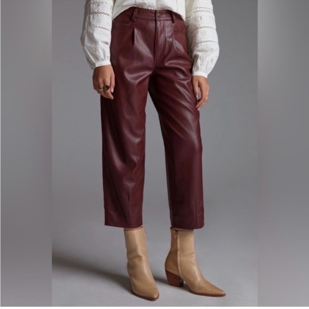 Anthropologie pilcro the breaker faux leather wide leg cropped pants
